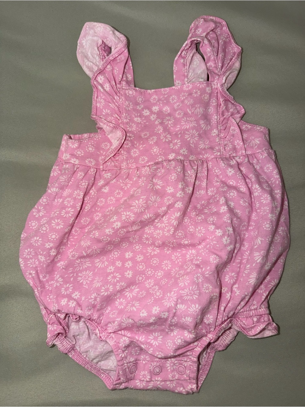 Pink Floral Ruffle Baby Romper